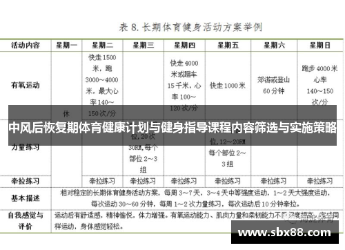 中风后恢复期体育健康计划与健身指导课程内容筛选与实施策略